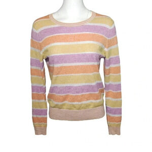 Veronica Beard Raimi Striped Sweater Colorblock Knit Top Size Small Linen Cotton